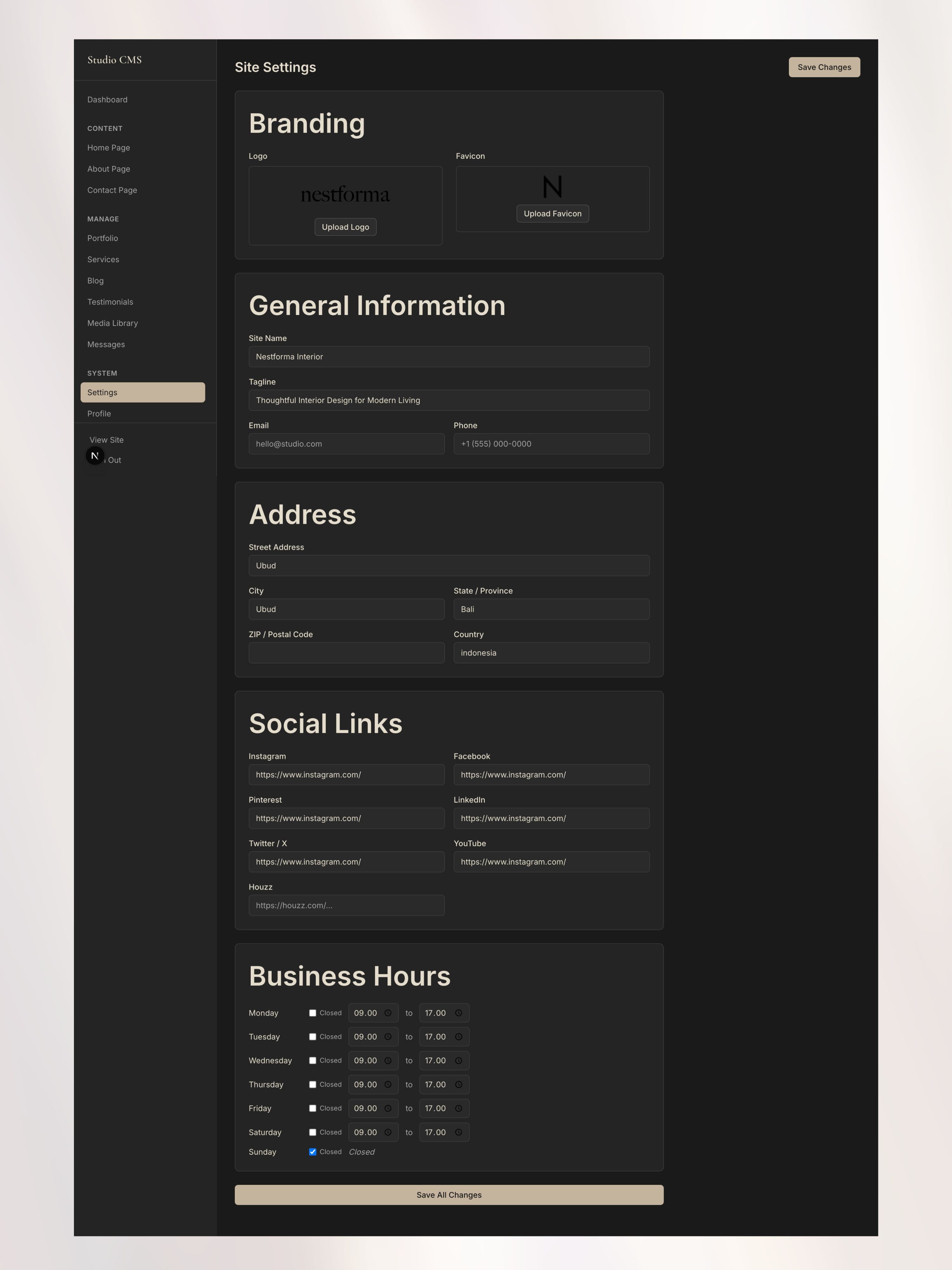 Nestforma interior design about page