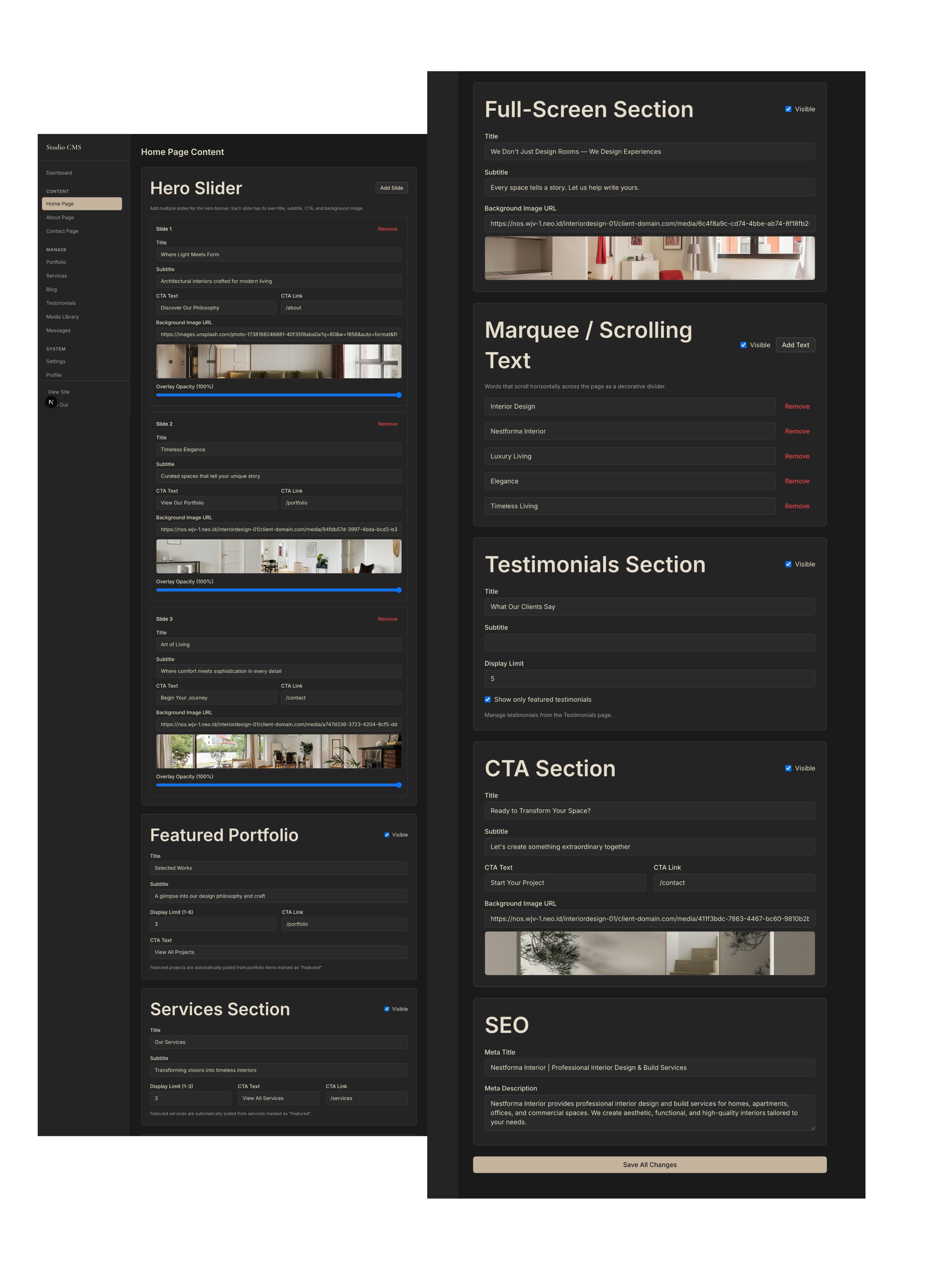 Nestforma interior design mobile view
