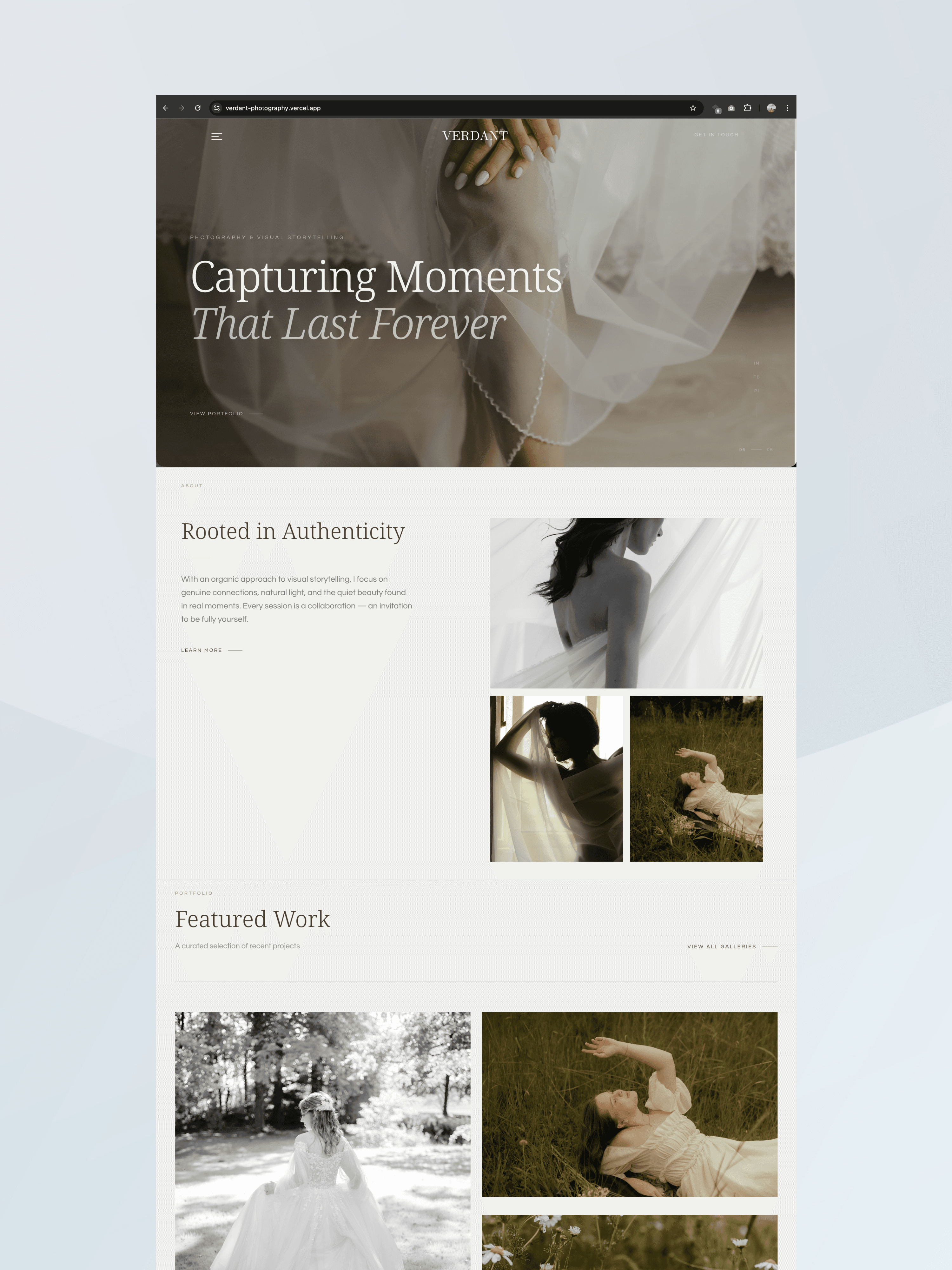 Photography website desktop portfolio